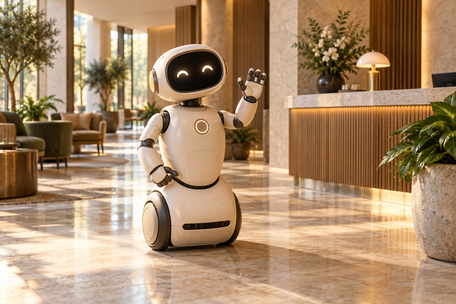 Ilustración IA para: Dynamic Creatures lanza una nueva categoría de robots interactivos móviles para la hospitalidad y el entretenimiento. Concepto editorial; no es una fotografía del hecho descrito.