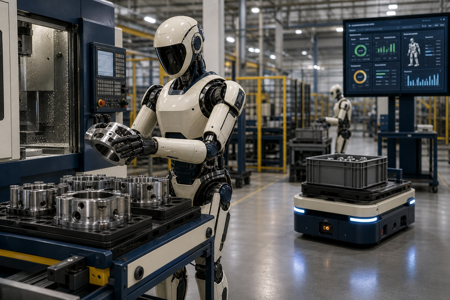 Ilustración IA para: AGIBOT lanza Genie Studio 2.0 para integrar robots en entornos laborales reales. Concepto editorial; no es una fotografía del hecho descrito.